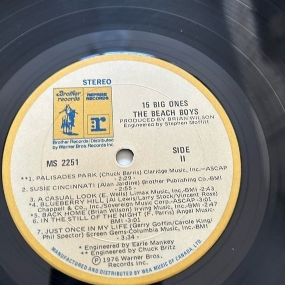 THE BEACH BOYS 15 Big Ones vintage 1976 Warner Bros Records vinyl Lp album. 12” - Picture 8 of 9